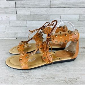 Frye Laney Lace Up Gladiator Sandal Size 9 Tan